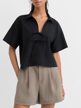 NWT LOFT Poplin Bow Shirt Sz Petite XL